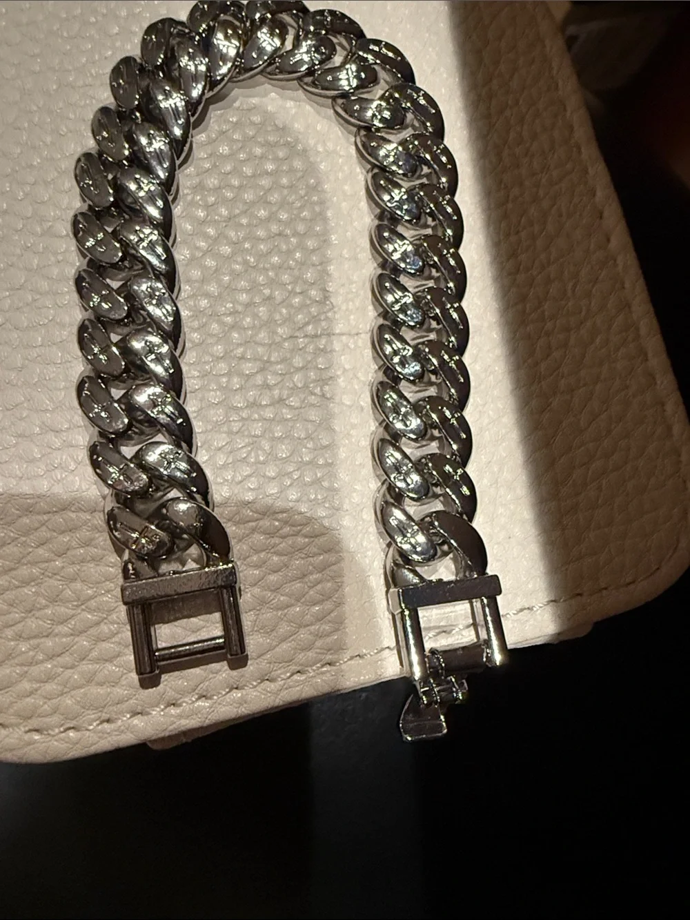 Men's White GF Cuban Link Chain Bracelet - 8”
